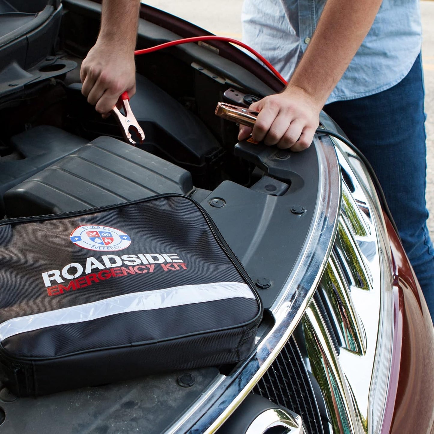 Standard Roadside Emergency Kit for Car - Car Safety Kit, Tools, First Aid, Visibility Gear & More - Perfect Roadside Assistance Kit Gift for New Drivers (62 Pc)