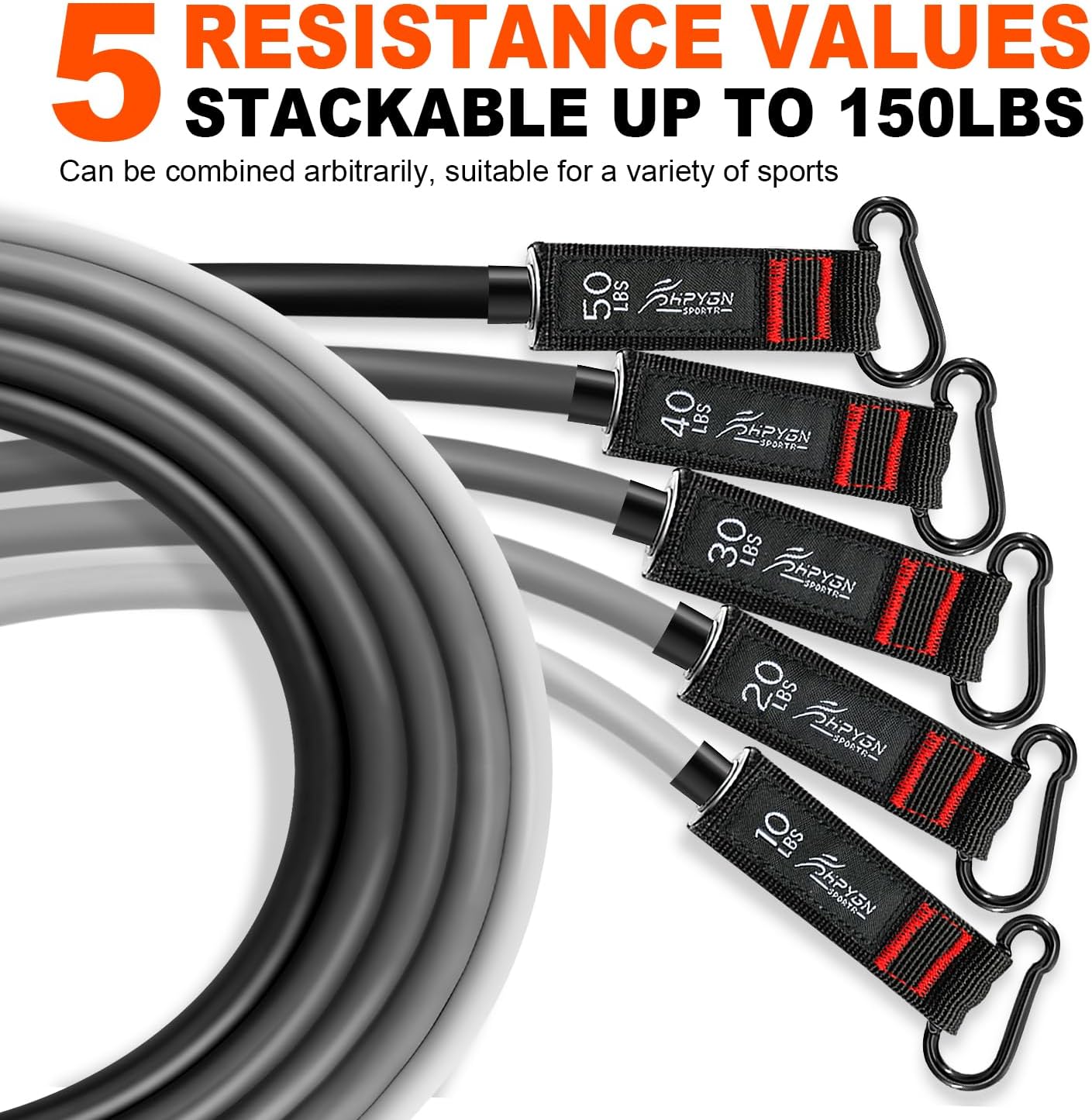 Ultimate Resistance Bands Set with Handles, Door Anchor & Ankle Straps for Heavy Resistance Training, Physical Therapy, and Home Workouts
