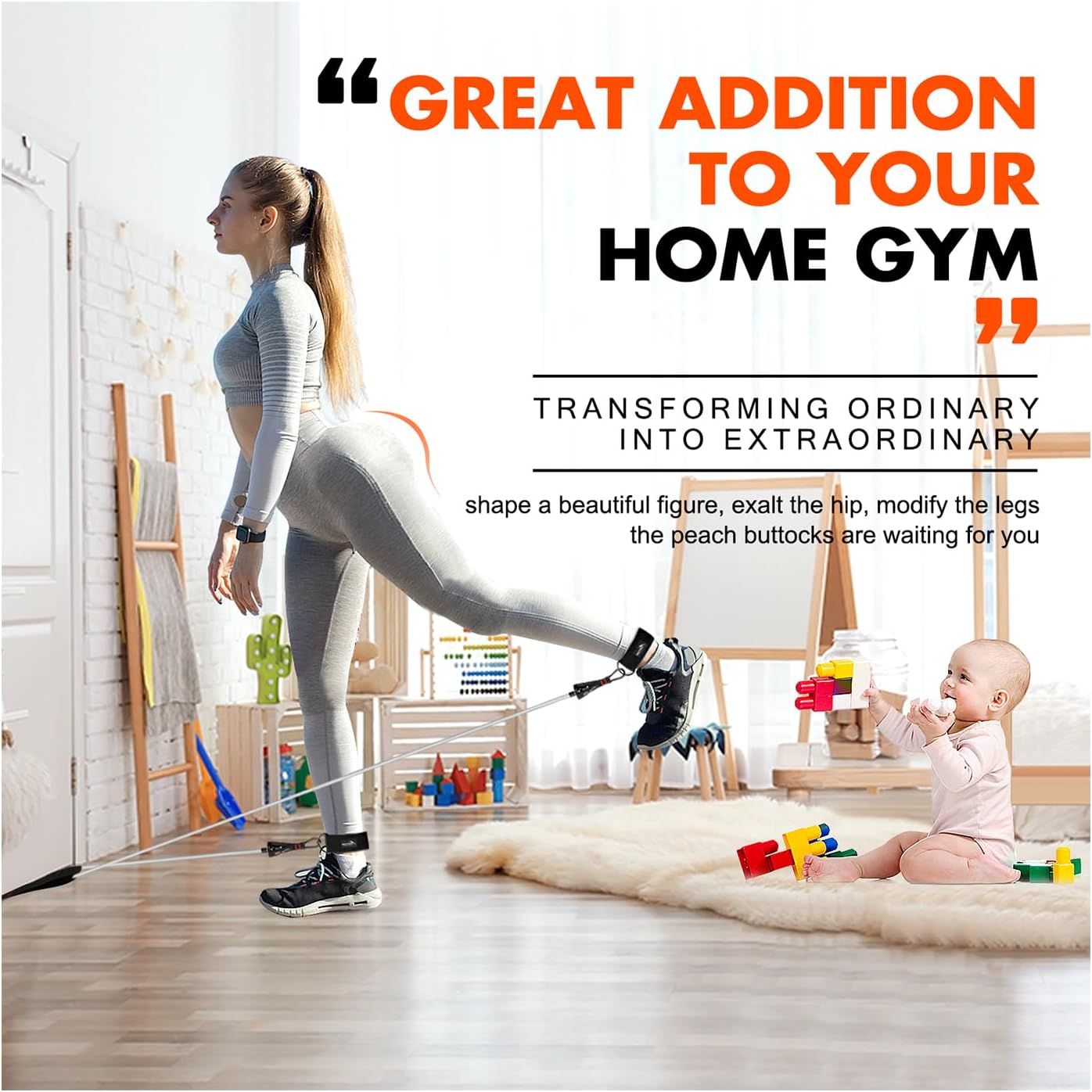 Ultimate Resistance Bands Set with Handles, Door Anchor & Ankle Straps for Heavy Resistance Training, Physical Therapy, and Home Workouts