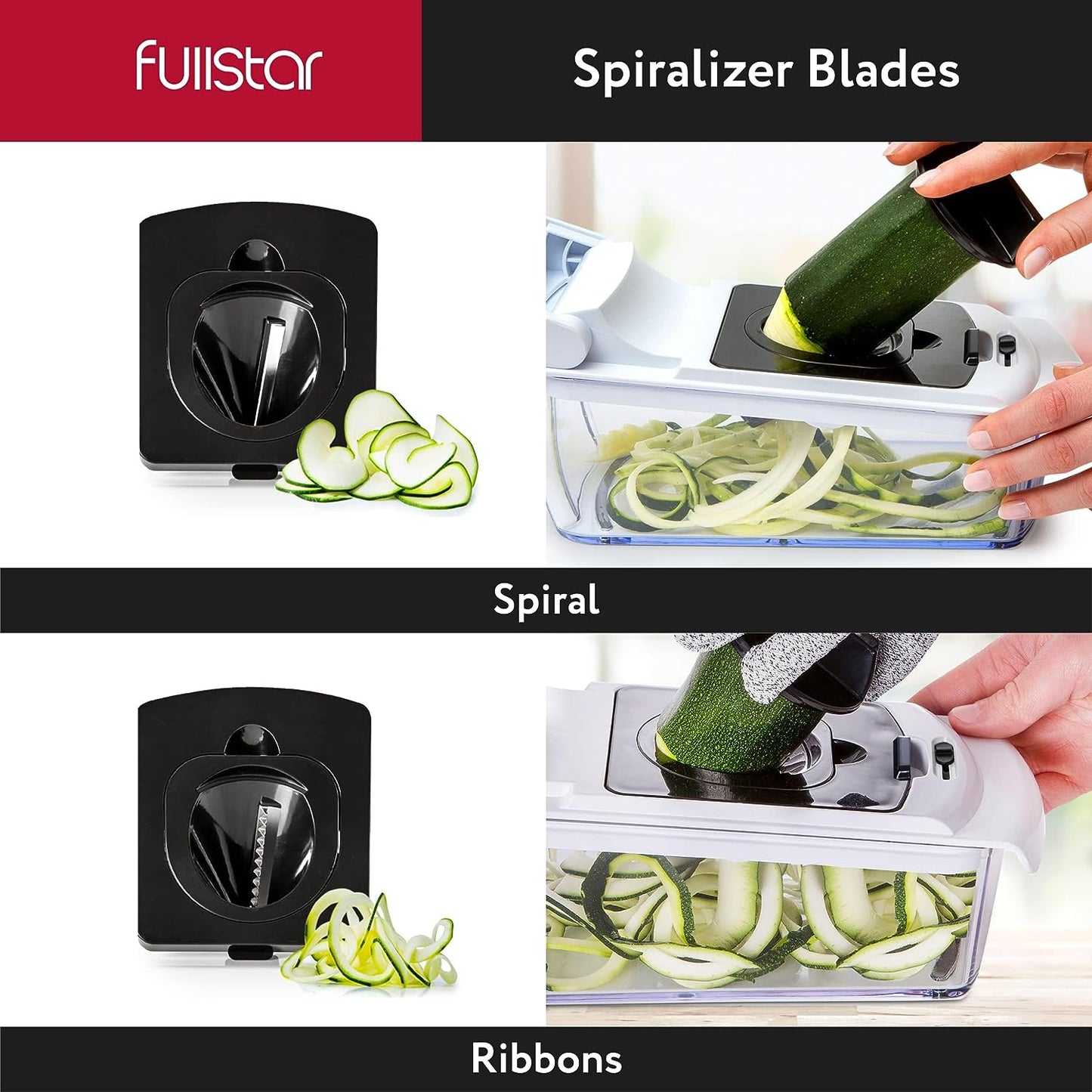 Vegetable Chopper and Spiralizer - Food Chopper with Container, Fruit Slicer, Kitchen Gadgets & Accessories, Home Essentials (4 in 1, White)