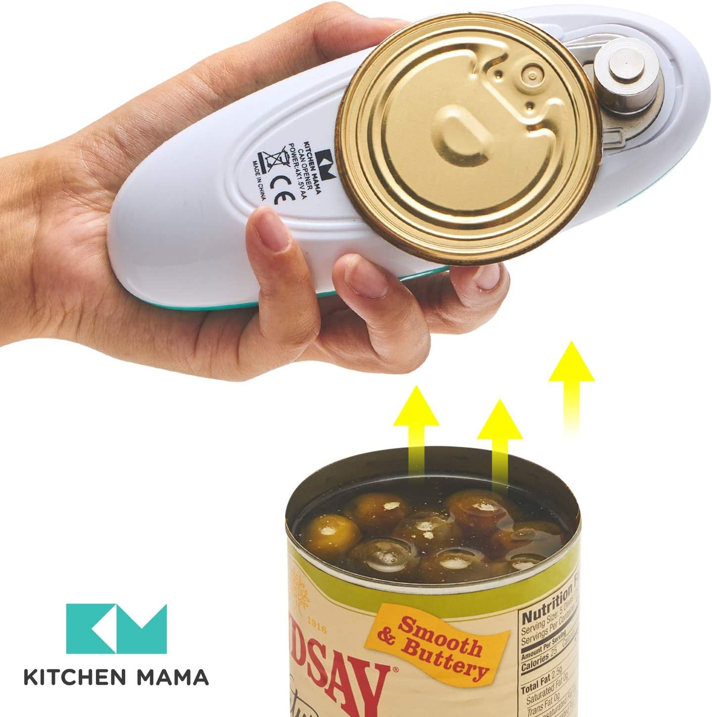 Auto Electric Can Opener: Open Your Cans with a Simple Press of Button - Automatic, Hands Free, Smooth Edge, Food-Safe, Battery Operated, YES YOU CAN (Teal)