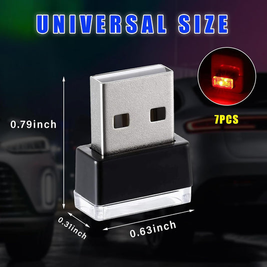 7 PCS USB LED Car Interior Atmosphere Lamp, Plug-In USB Decor Night Light, Portable Auto Ambient Lighting Kit, Universal Vehicle Interior Accessories for Most Cars (Multi-Color)