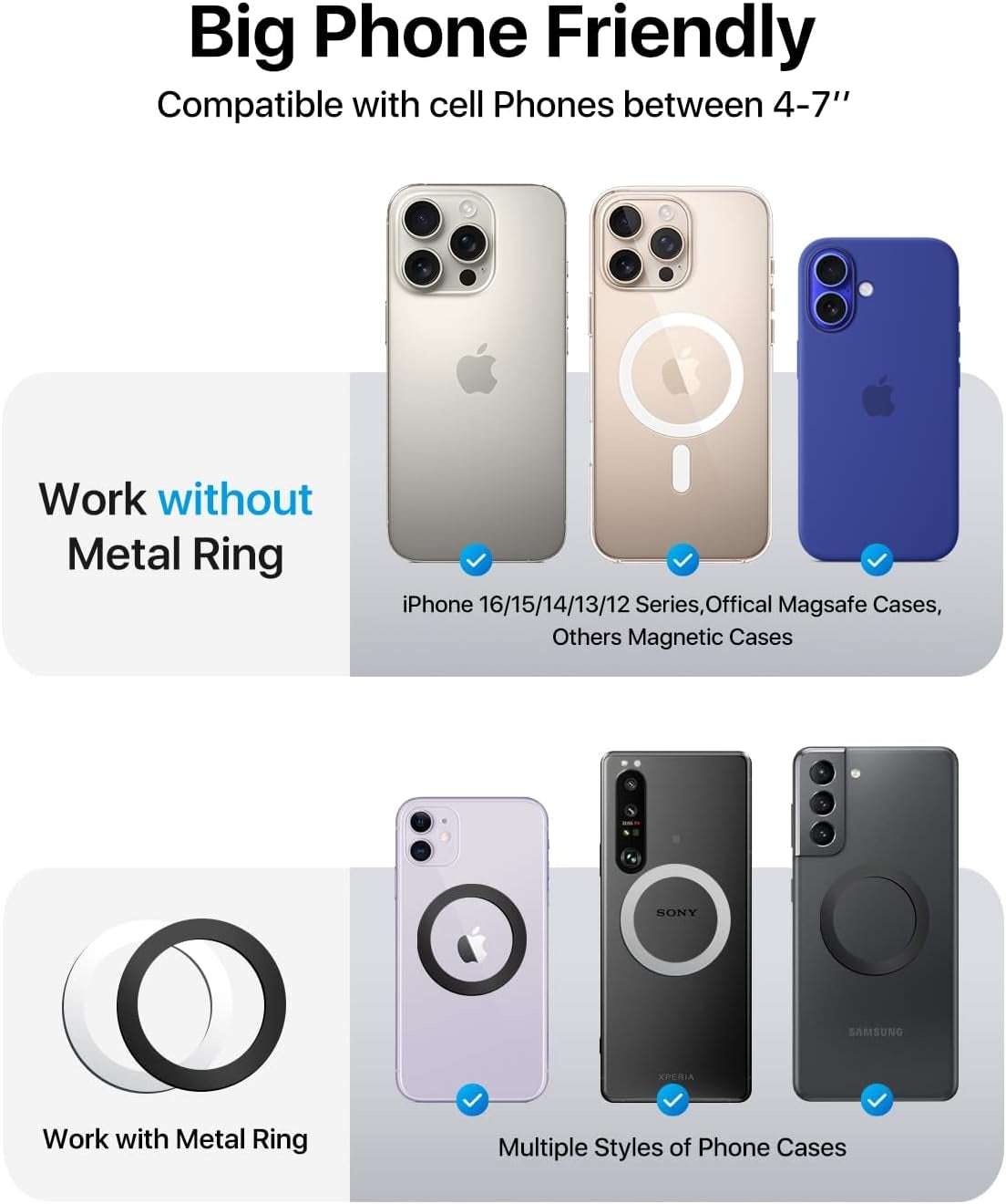 Upgraded for Magsafe Car Mount Pro [Strongest Magnet, Big Phone Friendly] 360° Rotation Magnetic Phone Holder for Car Vent Suitable for Iphone 16/15/14 Pro Max Samsung S25/S24 (Carbon Fiber)