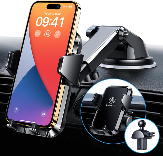 [2025 Newest] Car Phone Holder 【Ultimate Military-Grade Stable & Durable】Suction Cell Mount Truck Stand Cradle for Dashboard Windshield Vent for Iphone 16 Pro Max 15 14 13 Samsung S25 Android
