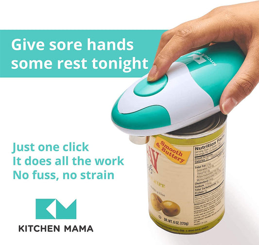 Auto Electric Can Opener: Open Your Cans with a Simple Press of Button - Automatic, Hands Free, Smooth Edge, Food-Safe, Battery Operated, YES YOU CAN (Teal)