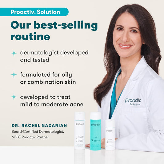 3 Step Acne Treatment - Benzoyl Peroxide Face Wash, Repairing Acne Spot Treatment for Face and Body, Exfoliating Toner - 30 Day Complete Acne Skin Care Kit