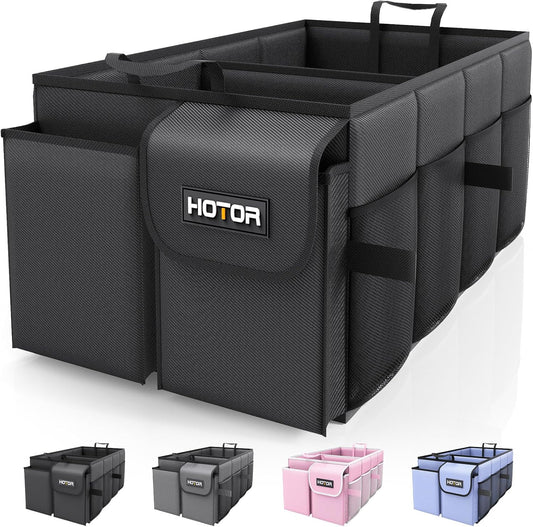 Trunk Organizer for Car - Car Organizer, Foldable Trunk Organizer for Suvs & Sedans, Sturdy Car Organization for Car Accessories, Tools, Sundries, Black, 2 Compartments, 21.3"×12.6"×10.6"