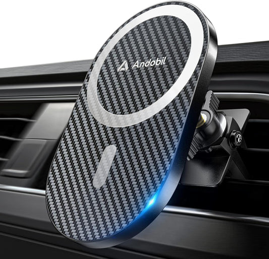 Upgraded for Magsafe Car Mount Pro [Strongest Magnet, Big Phone Friendly] 360° Rotation Magnetic Phone Holder for Car Vent Suitable for Iphone 16/15/14 Pro Max Samsung S25/S24 (Carbon Fiber)
